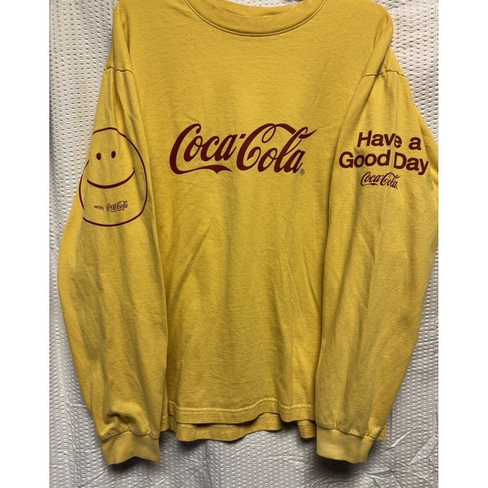 Coca-Cola X Pacsun T Shirt Men's Large Yellow Long Sleeve Casual Tee Outdoors - Picture 2 of 12